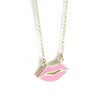 "Lips" necklace with pink enamel, gold-plated silver, 3001.