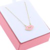 "Lips" necklace with pink enamel, gold-plated silver, 3001.