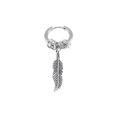 Indian feather earring, unisex, steel, 3019.