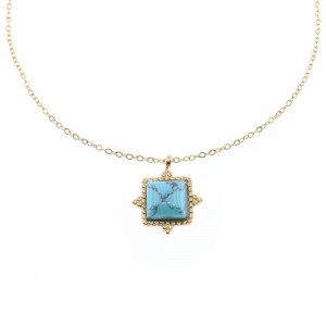 Steel necklace with faux turquoise, 3047.