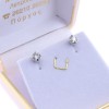 Ασημένια σκουλαρίκια μονόπετρα με λευκό zircon, 3058.