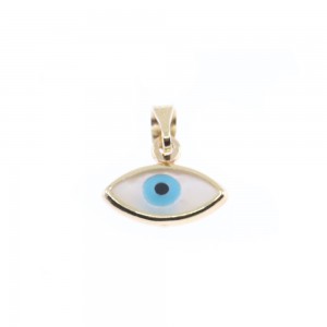 Eye pendant in 14 K yellow gold and mother of pearl, 3061.