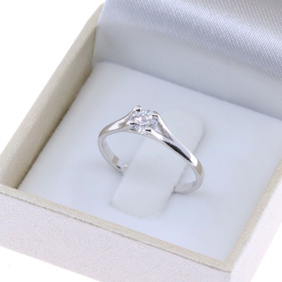 Μονόπετρο δαχτυλίδι λευκός χρυσός 9 Κ με zircon, 3065.