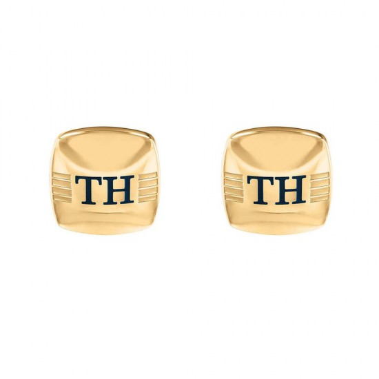 Tommy Hilfiger square gold-plated steel cufflinks with TH logo, 2790189.