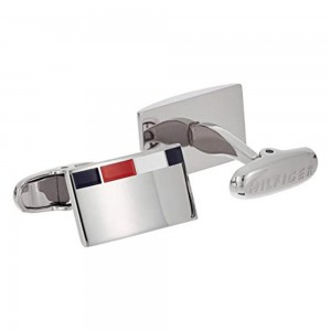 Tommy Hilfiger μανικετόκουμπα ατσάλι σε ασημί χρώμα με λεπτομέρεια στα χρώματα της Tommy, 2790251.