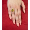 Byzantine design 18 K gold ring with emerald and ruby, 1668.
