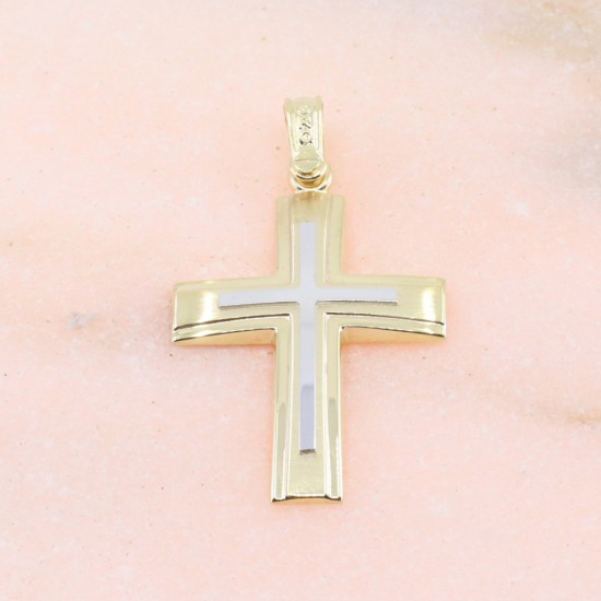 Aloro two-tone gold cross in K 9, 3082.