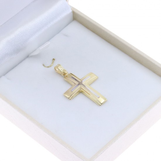 Aloro two-tone gold cross in K 9, 3082.