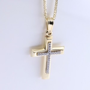 Σταυρός κίτρινος χρυσός με zircon K 9, 3084.