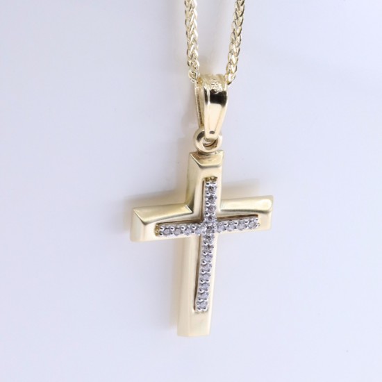 Σταυρός κίτρινος χρυσός με zircon K 9, 3084.