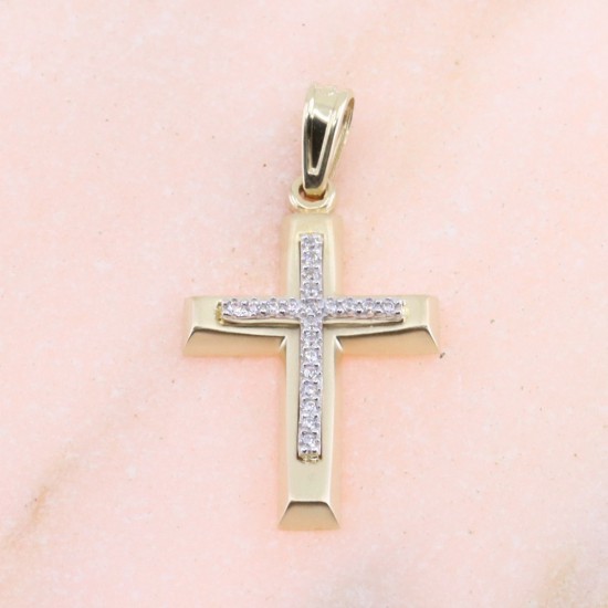 Σταυρός κίτρινος χρυσός με zircon K 9, 3084.