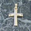 Cross in yellow matte gold with white pattern, Aloro in K 9, 3088.