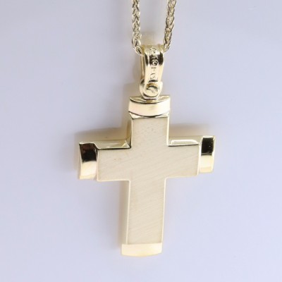 Matt yellow cross with polished details in K 9, Aloro, 3089.