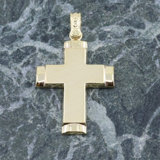 Matt yellow cross with polished details in K 9, Aloro, 3089.