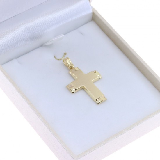 Matt yellow cross with polished details in K 9, Aloro, 3089.