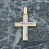 Matte yellow cross with white and zircon design, K 9 Aloro, 3090.