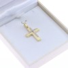 Matte yellow cross with white and zircon design, K 9 Aloro, 3090.